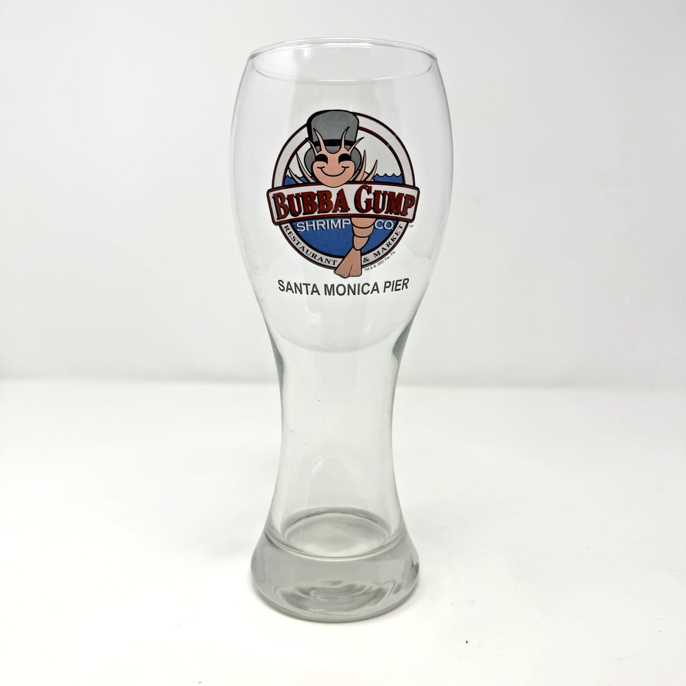 2008 Bubba Gump Santa Monica Pier Collectible Pilsner Glass Beer 9” Tall